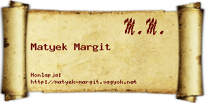 Matyek Margit névjegykártya